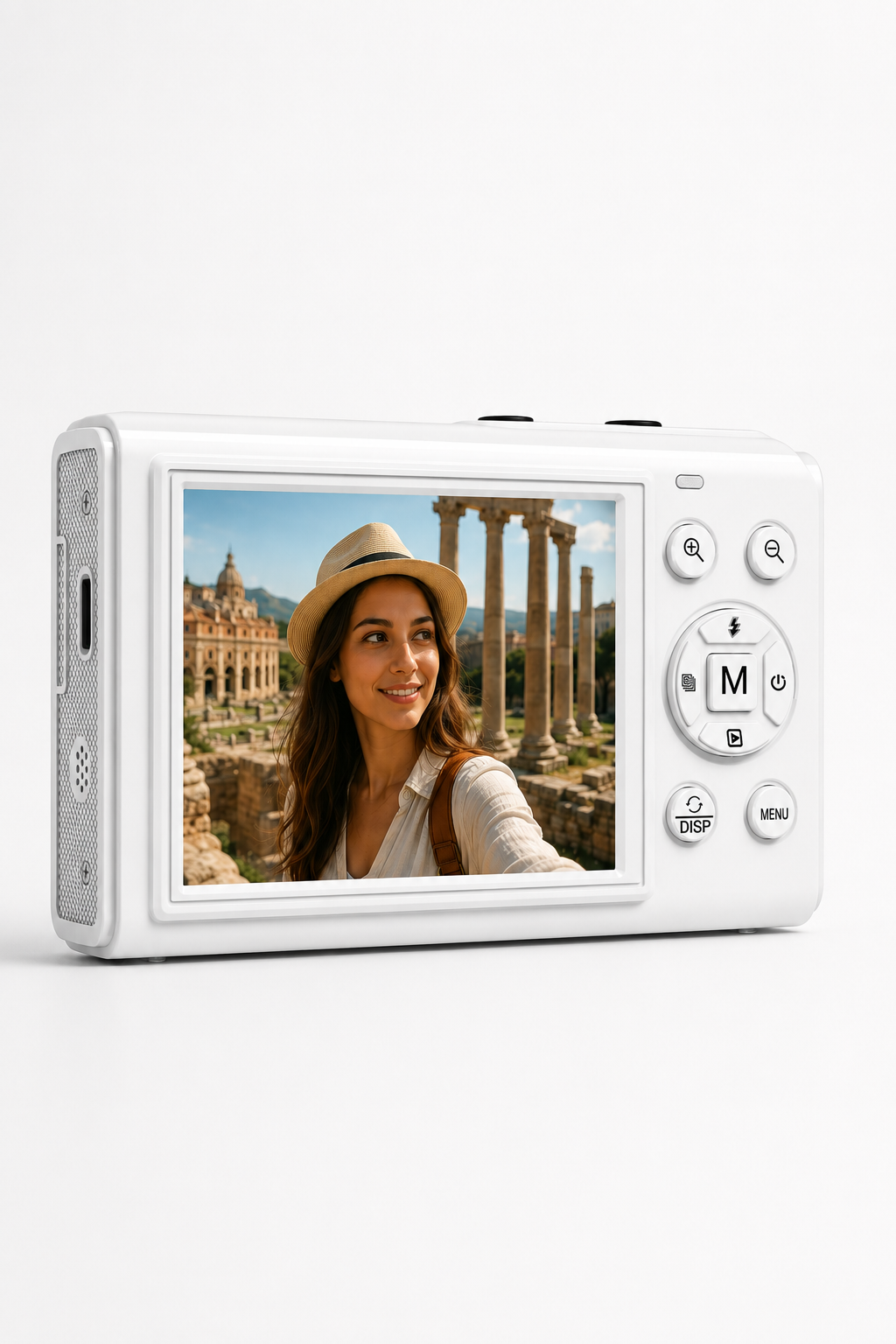 5K UHD Double Display Selfie Vlog Video Foto Kamera (Beyaz)