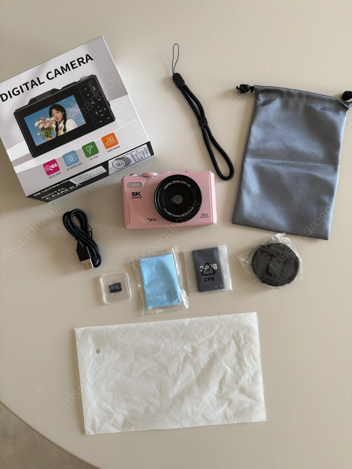 5K UHD 18x Zoom Dönen Ekran Video Foto Vlog Kamera (Pembe)
