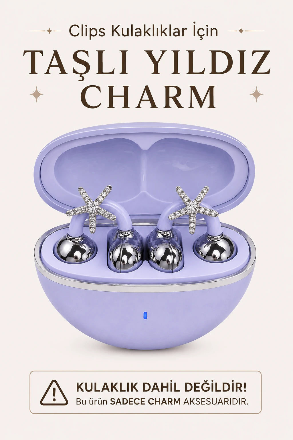 Klips Kulaklık Uyumlu Charm Süsü - (Her Model 2 Adettir) (Yıldız)