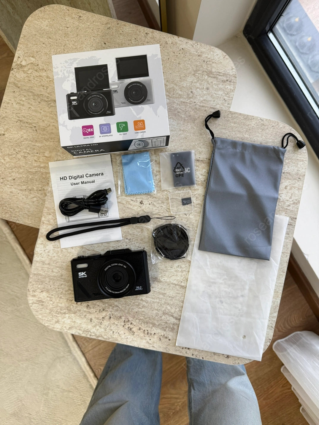 5K UHD 18x Zoom Dönen Ekran Video Foto Vlog Kamera (Siyah)