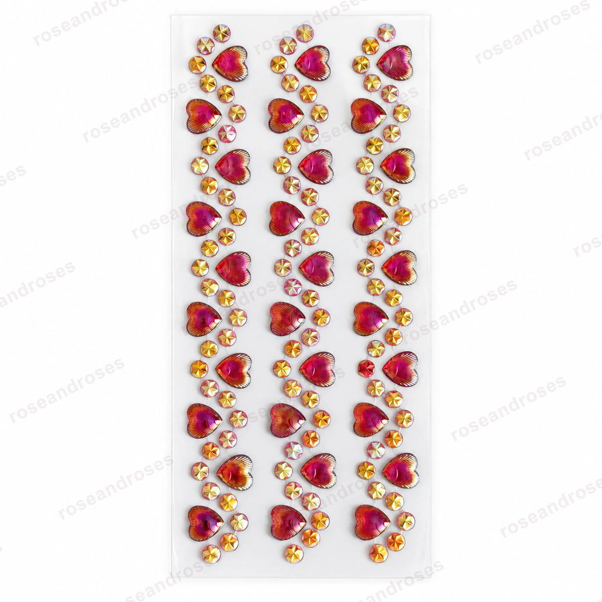 Fuşya taşlı kalp sticker seti