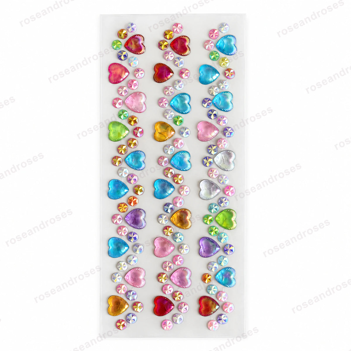 Renkli taşlı kalp sticker seti