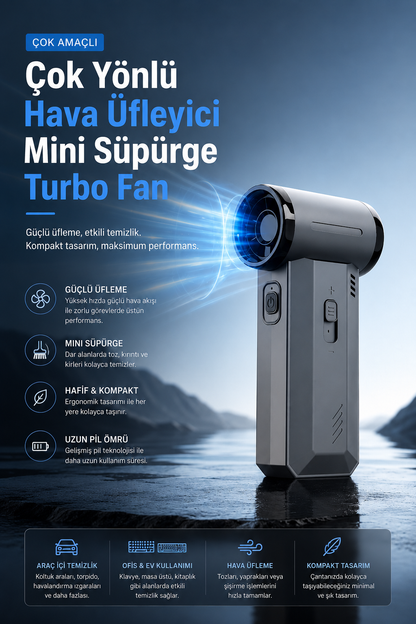 Çok Yönlü Hava Üfleyici Mini Süpürge Turbo Fan