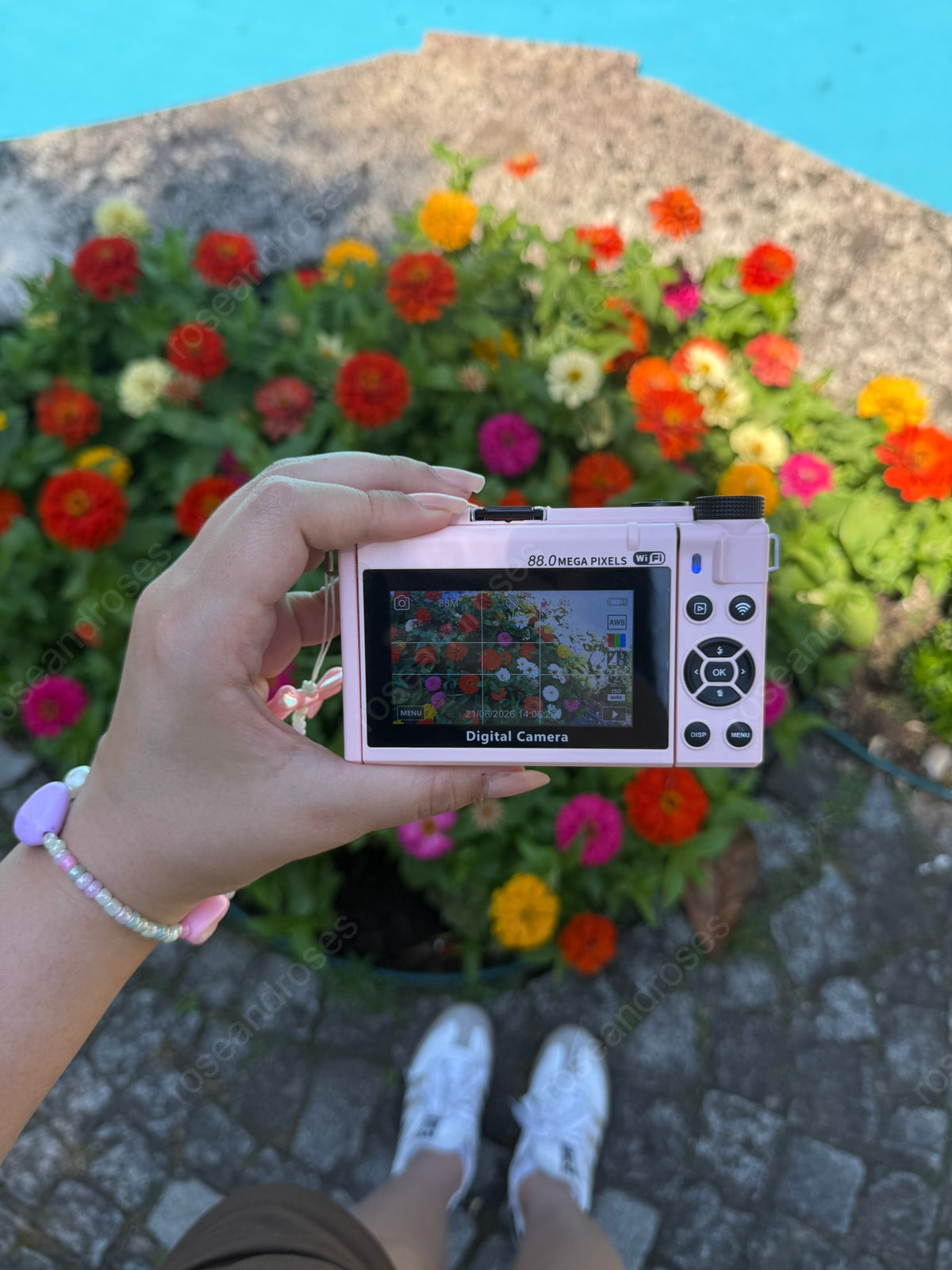 UltraPix 8K HD Vlog Selfie Ekran Video Foto Kamera (Pembe)