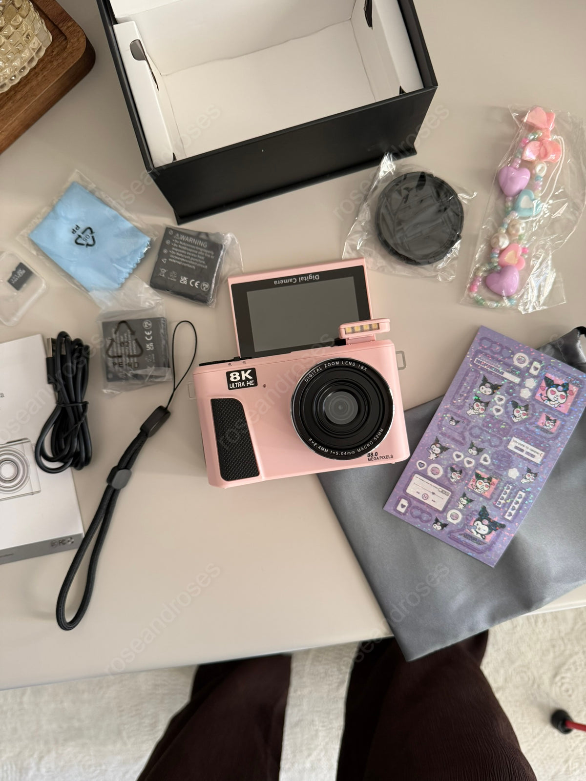 UltraPix 8K HD Vlog Selfie Ekran Video Foto Kamera (Pembe)