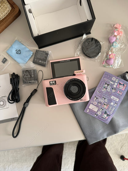 UltraPix 8K HD Vlog Selfie Ekran Video Foto Kamera (Pembe)