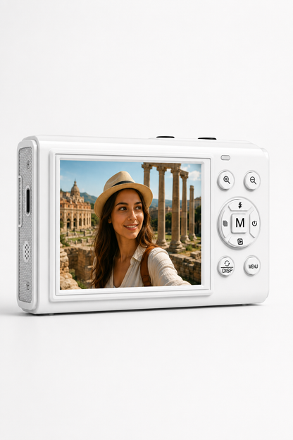 5K UHD Double Display Selfie Vlog Video Foto Kamera (Beyaz)