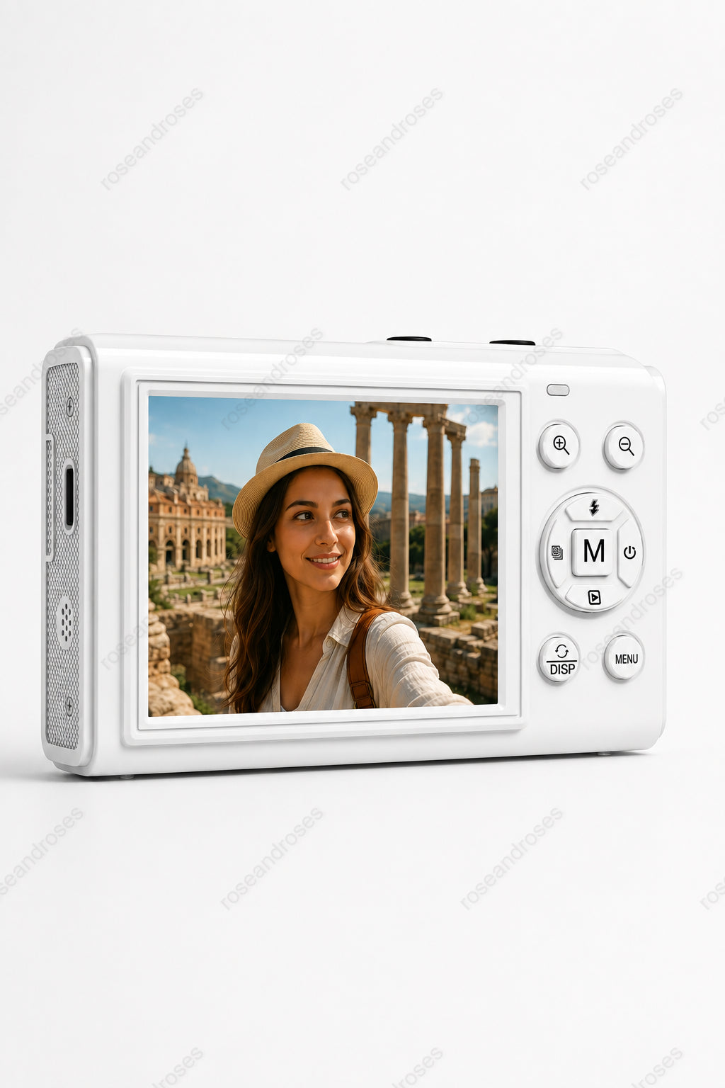 5K UHD Double Display Selfie Vlog Video Foto Kamera (Beyaz)