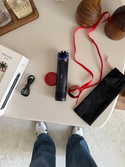 Şarjlı Taşınabilir Boyun Askılı Mini El Fanı (Lacivert)