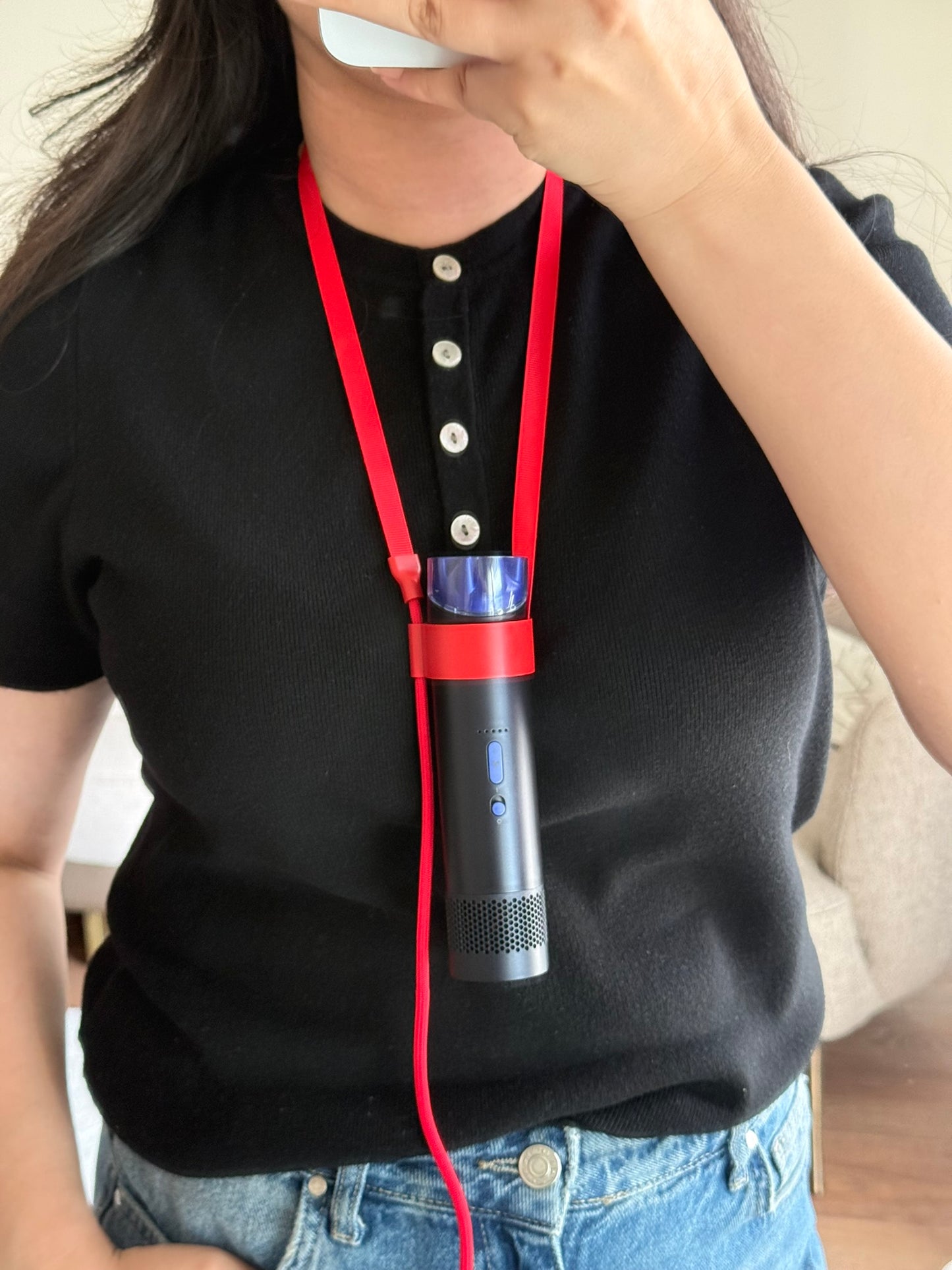 Şarjlı Taşınabilir Boyun Askılı Mini El Fanı (Lacivert)