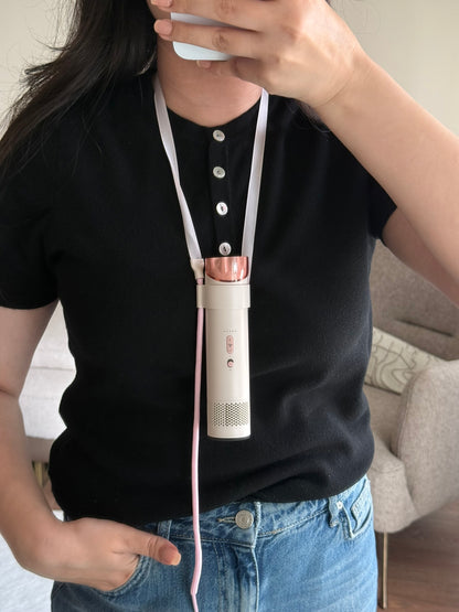 Şarjlı Taşınabilir Boyun Askılı Mini El Fanı (Krem)