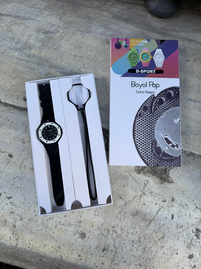 2’si 1 Arada Çıkarılabilir Kadranlı Charm Askılı Unisex Kol Saati (Siyah)