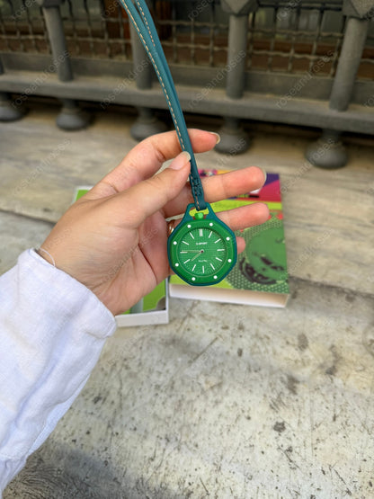 2’si 1 Arada Çıkarılabilir Kadranlı Charm Askılı Unisex Kol Saati (Yeşil)