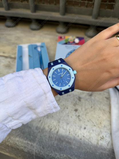 2’si 1 Arada Çıkarılabilir Kadranlı Charm Askılı Unisex Kol Saati (Açık Mavi)