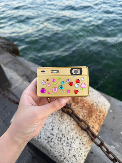 4K UHD Sliding Kamera – Kaydırmalı Lens Kapaklı Video Foto Kamera (Gold)