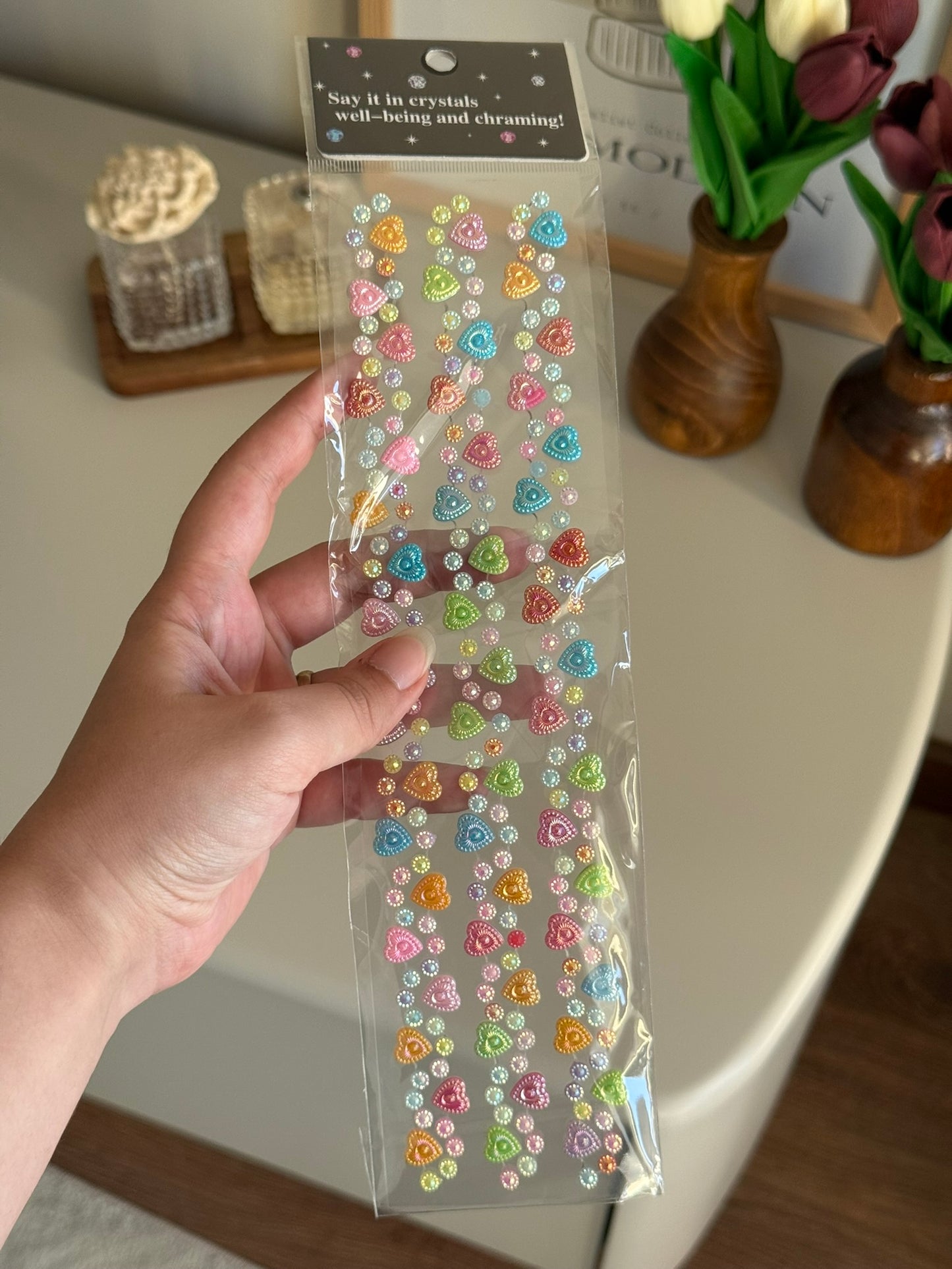 Kamera, Telefon, Tablet Uyumlu Taşlı Sticker (Renkli Uzun Model )