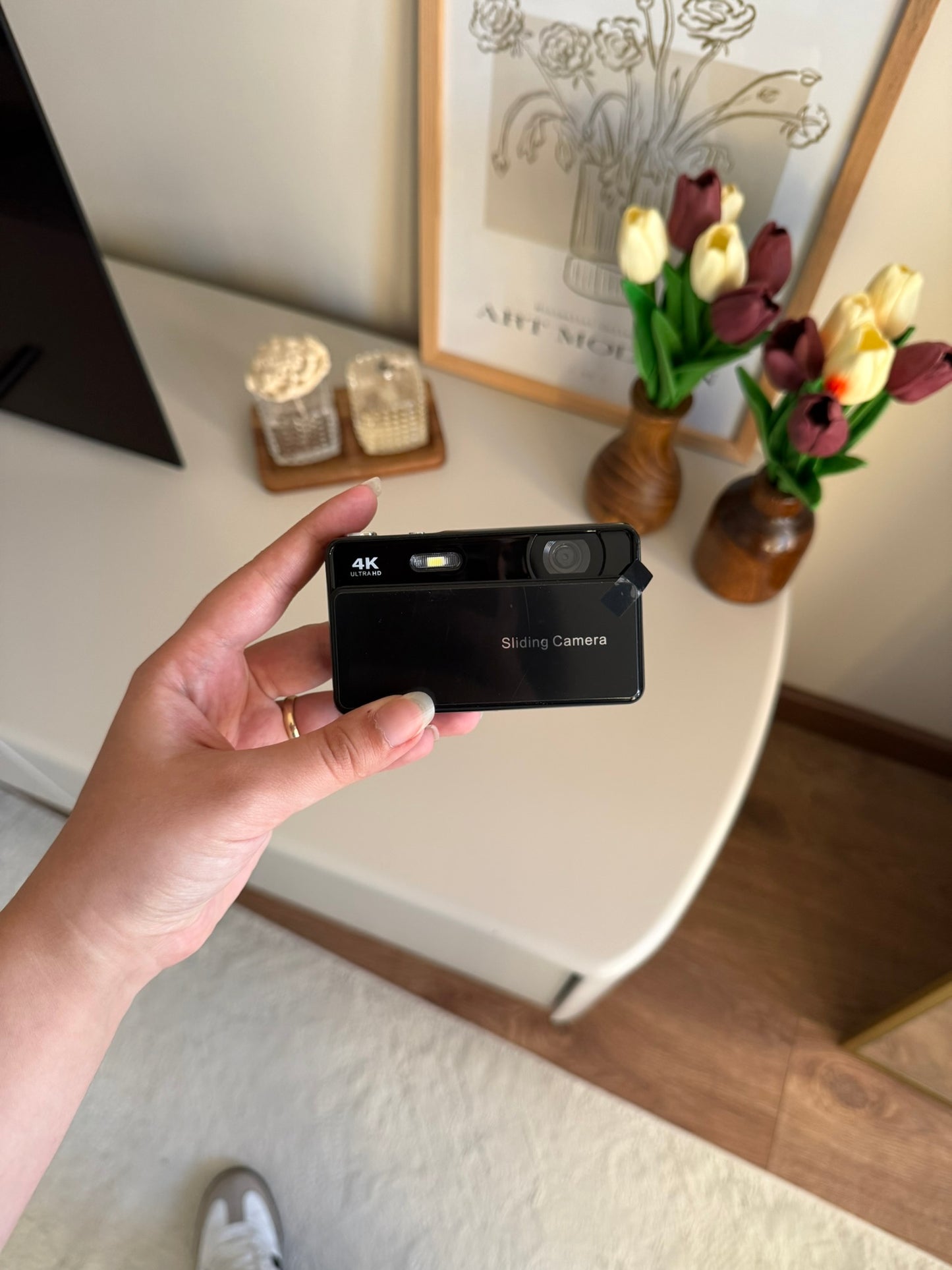 4K UHD Sliding Kamera – Kaydırmalı Lens Kapaklı Video Foto Kamera (Siyah)