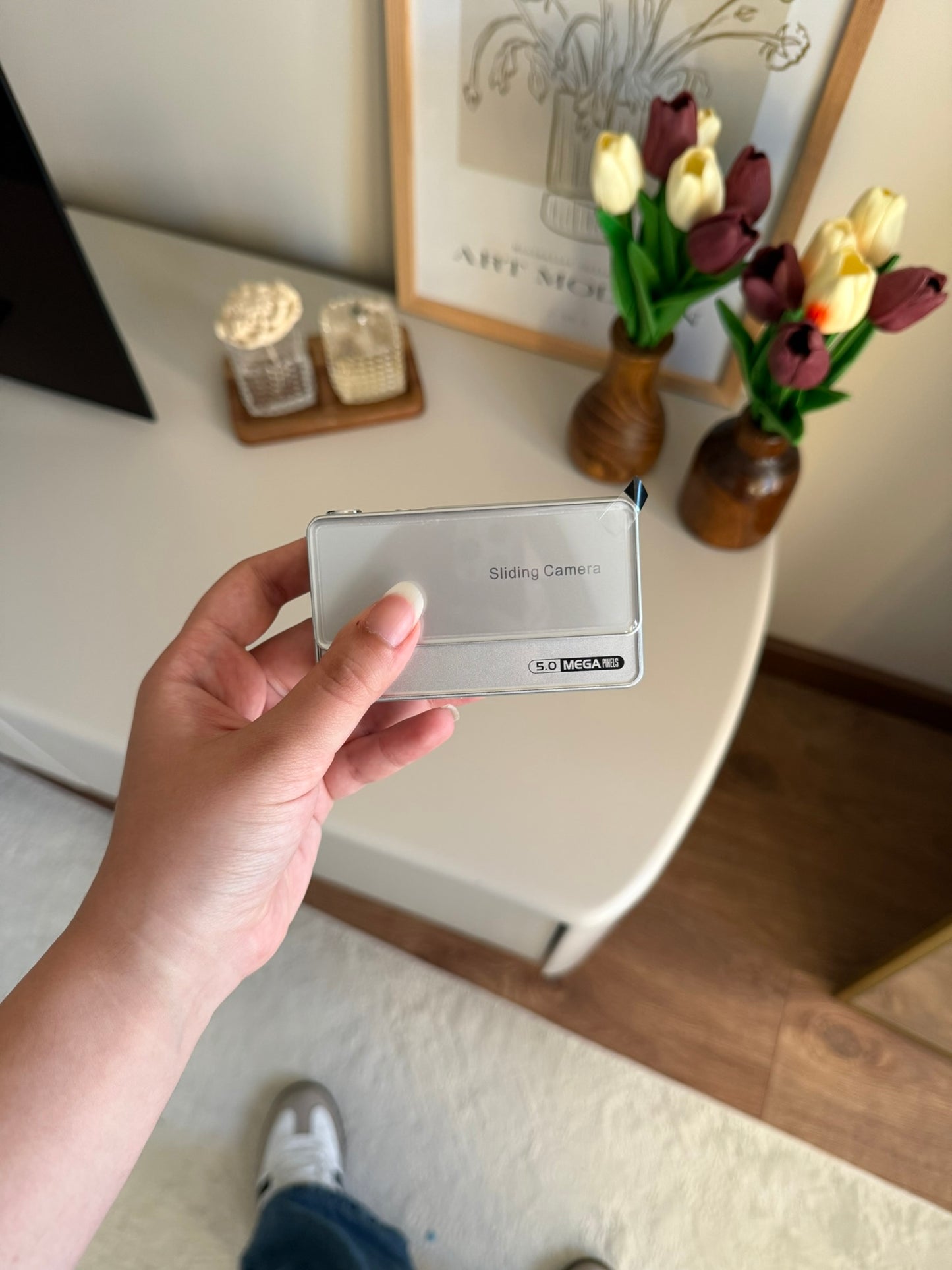 4K UHD Sliding Kamera – Kaydırmalı Lens Kapaklı Video Foto Kamera (Gümüş)