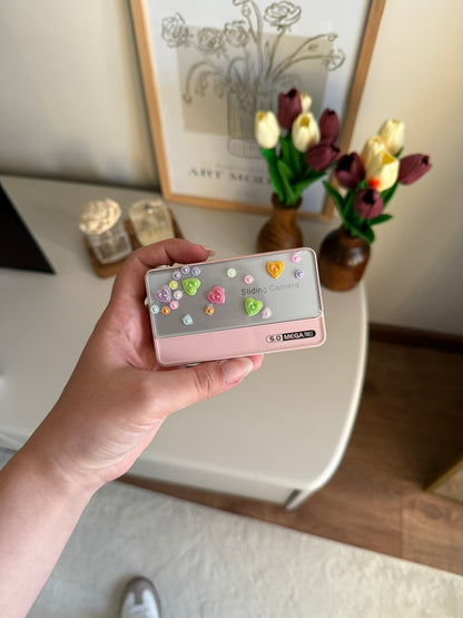 4K UHD Sliding Kamera – Kaydırmalı Lens Kapaklı Video Foto Kamera (Pembe)