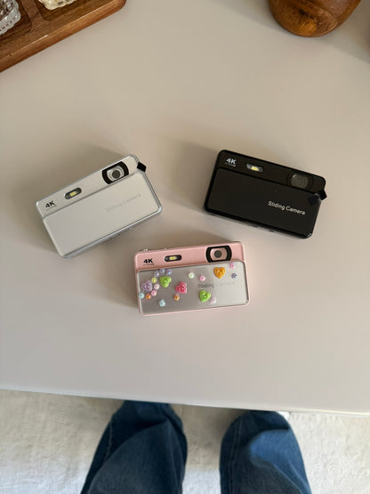 4K UHD Sliding Kamera – Kaydırmalı Lens Kapaklı Video Foto Kamera (Pembe)