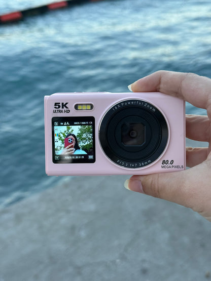 5K UHD Double Display Selfie Vlog Video Foto Kamera (Pembe)