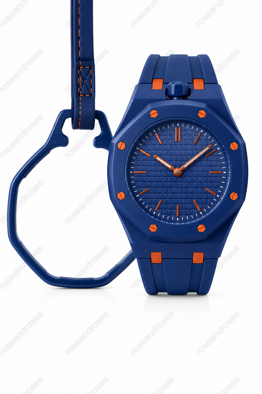 2’si 1 Arada Çıkarılabilir Kadranlı Charm Askılı Unisex Kol Saati (Lacivert)