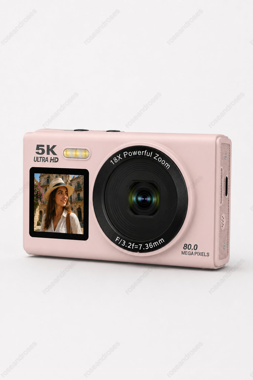 5K UHD Double Display Selfie Vlog Video Foto Kamera (Pembe)
