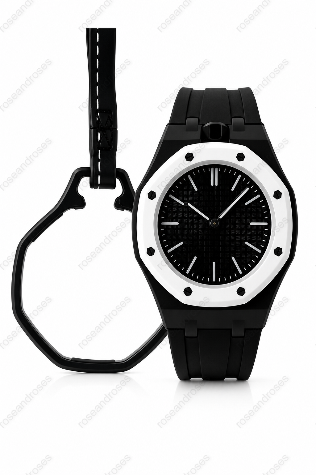 2’si 1 Arada Çıkarılabilir Kadranlı Charm Askılı Unisex Kol Saati (Siyah)