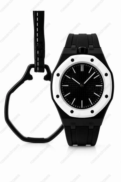 2’si 1 Arada Çıkarılabilir Kadranlı Charm Askılı Unisex Kol Saati (Siyah)