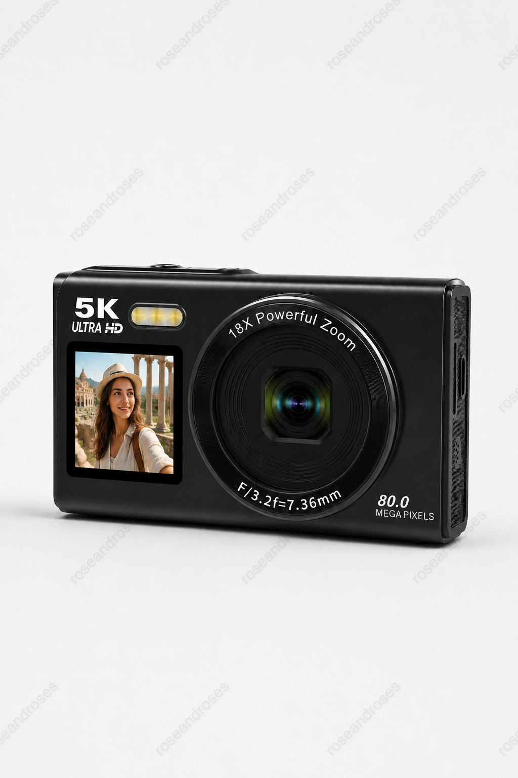 5K UHD Double Display Selfie Vlog Video Foto Kamera (Siyah)