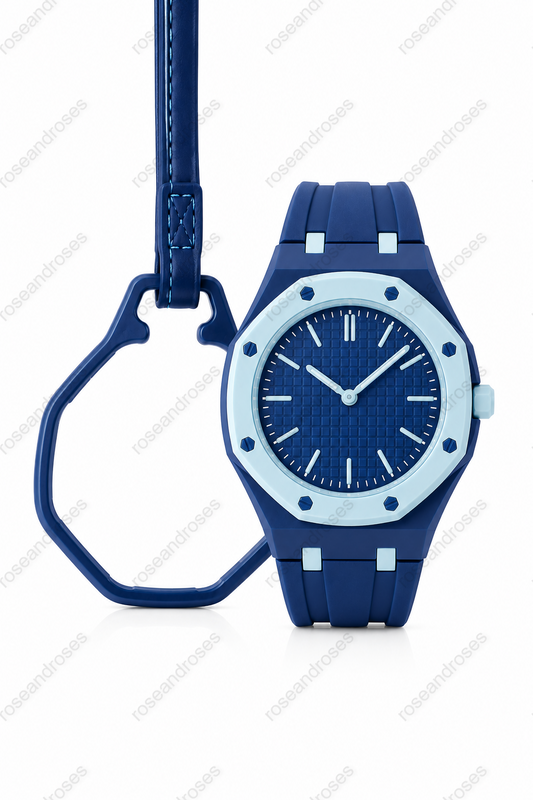 2’si 1 Arada Çıkarılabilir Kadranlı Charm Askılı Unisex Kol Saati (Açık Mavi)