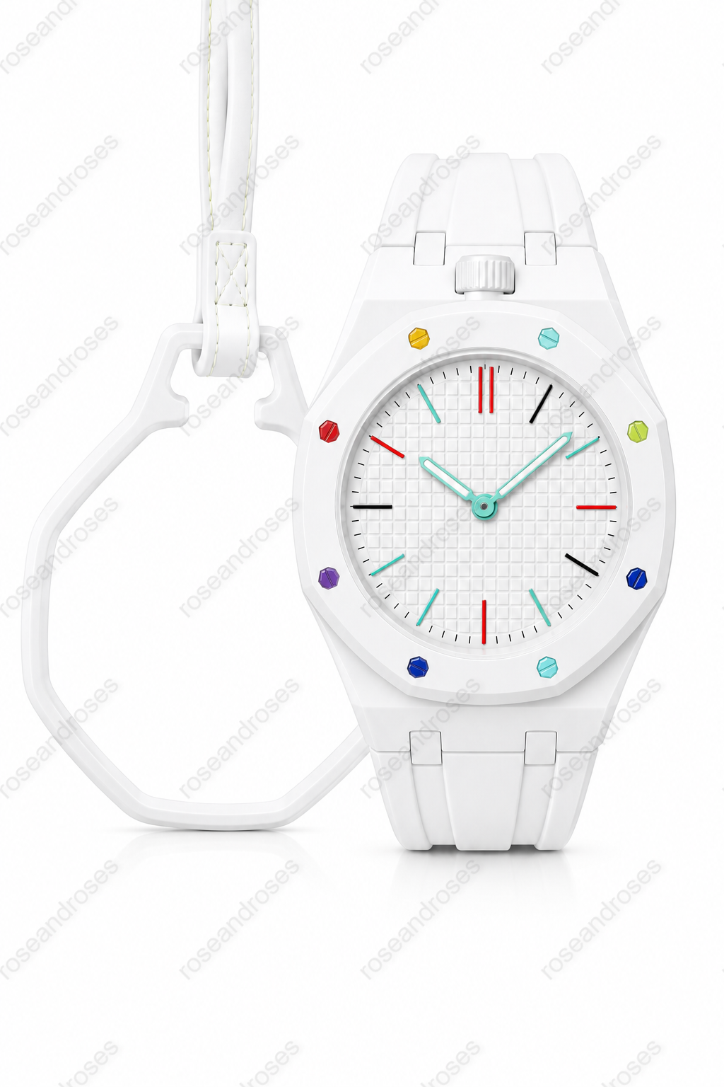 2’si 1 Arada Çıkarılabilir Kadranlı Charm Askılı Unisex Kol Saati (Beyaz)