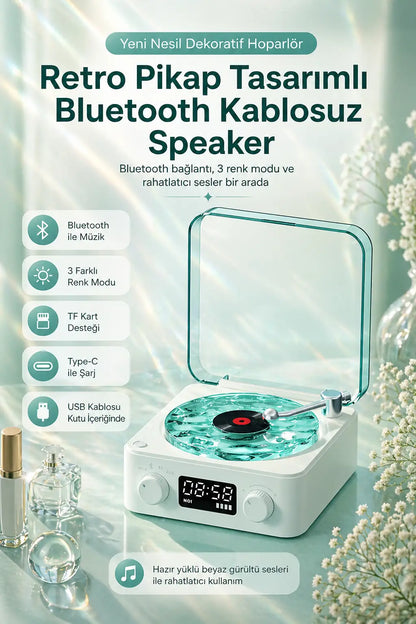 Retro Pikap Tasarımlı Bluetooth Kablosuz Speaker (Beyaz)