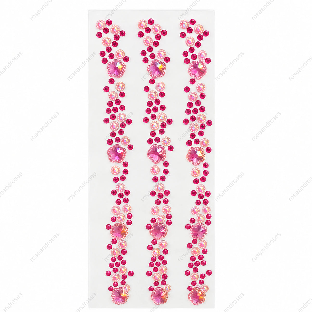 Pembe yuvarlak ve çiçek taşlı kamera, telefon ve tablet sticker setinin tamamı