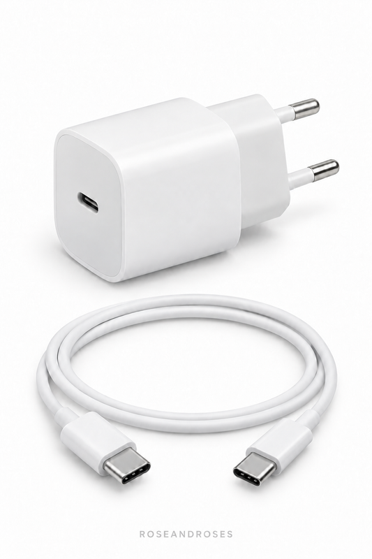 20W PD USB-C Şarj Adaptörü ve 1 Metre Kablo Seti – Type-C – beyaz arka plan