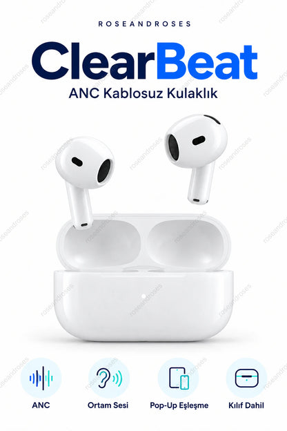 ClearBeat ANC kablosuz kulaklık beyaz ana görsel