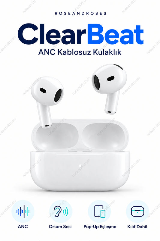 ClearBeat ANC kablosuz kulaklık beyaz ana görsel
