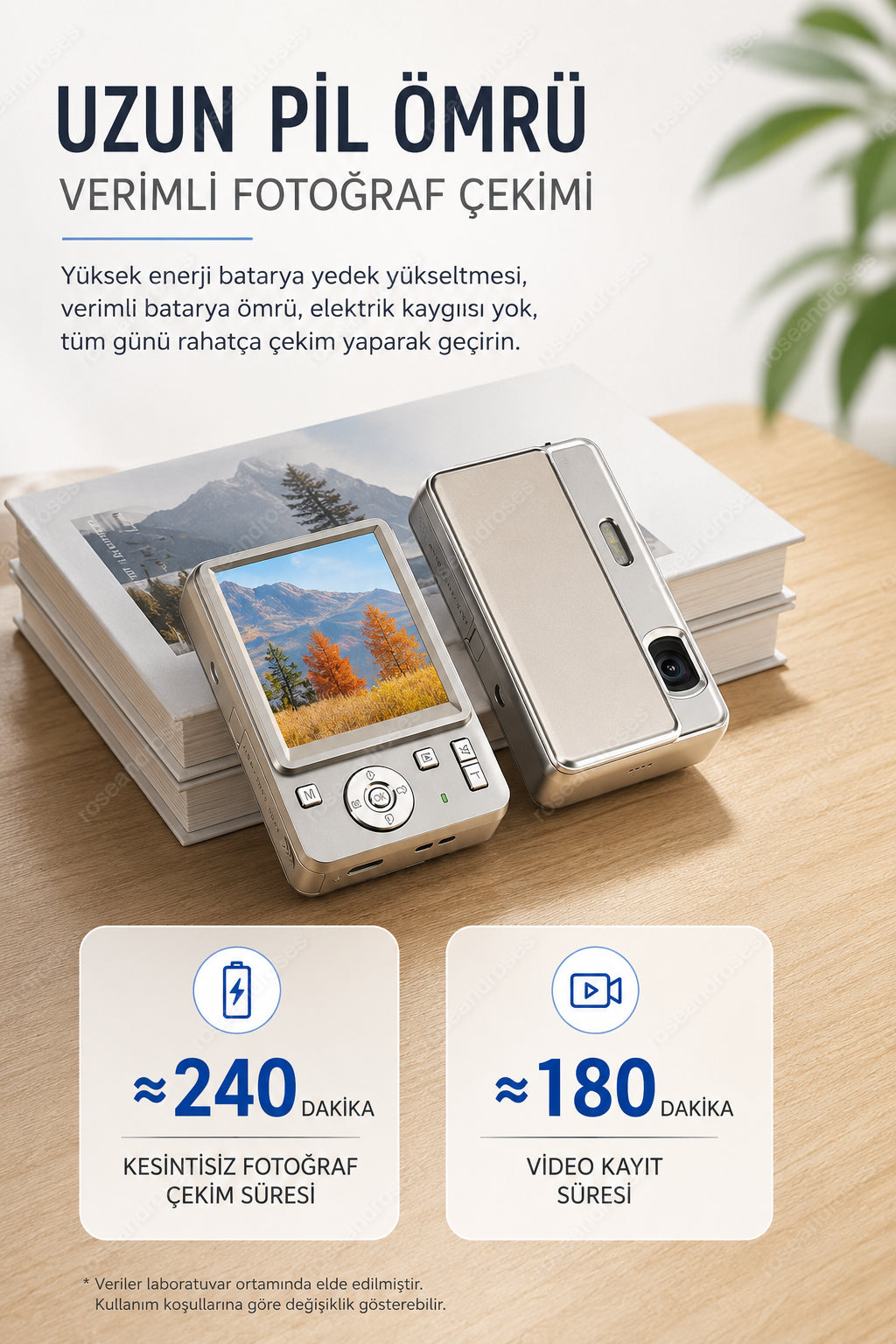 4K UHD Sliding Kamera – Kaydırmalı Lens Kapaklı Video Foto Kamera (Pembe)