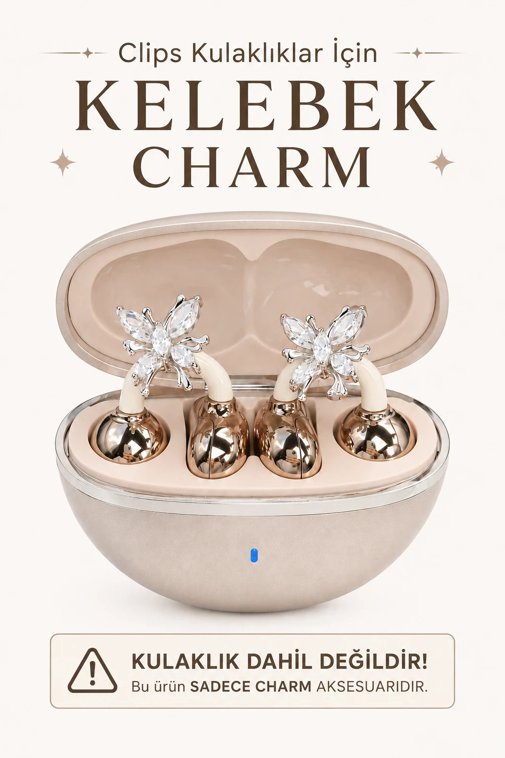 Klips Kulaklık Uyumlu Charm Süsü - (Her Model 2 Adettir) (Kelebek)