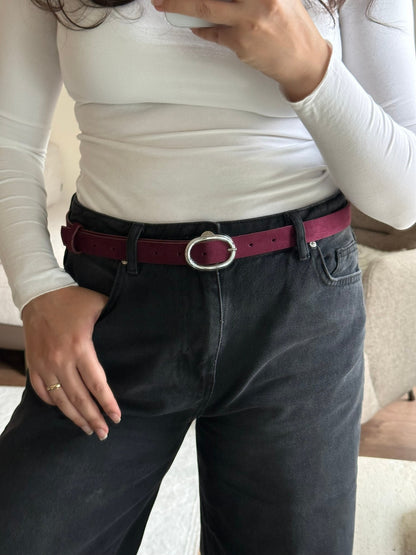 Daxe Süet Gümüş Renk Tokalı Kadın Kemer