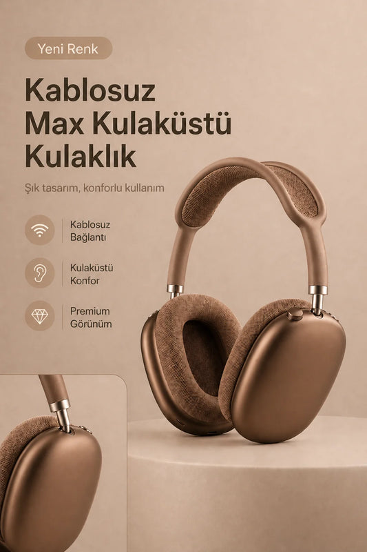 Kablosuz Max Kulaküstü Kulaklık (Kahverengi)