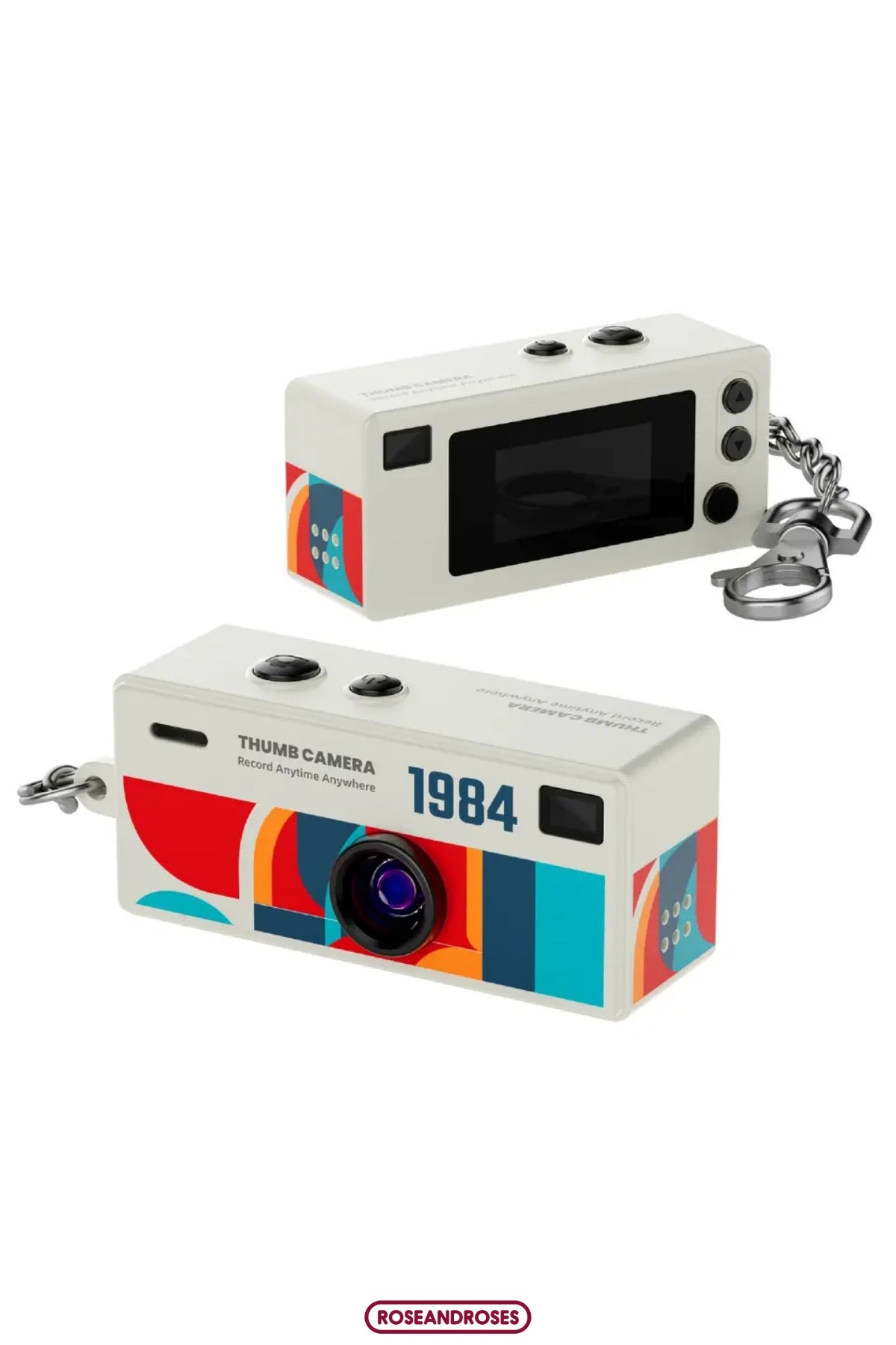 Retro Tasarım Mini Charm Video Foto Kamera (Beyaz)