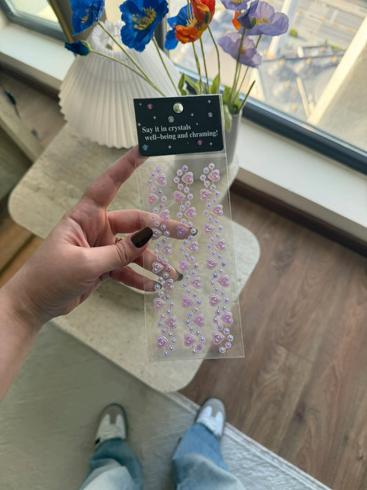 Kamera, Telefon, Tablet Uyumlu Renkli Sticker Kalp ve Taş Detay