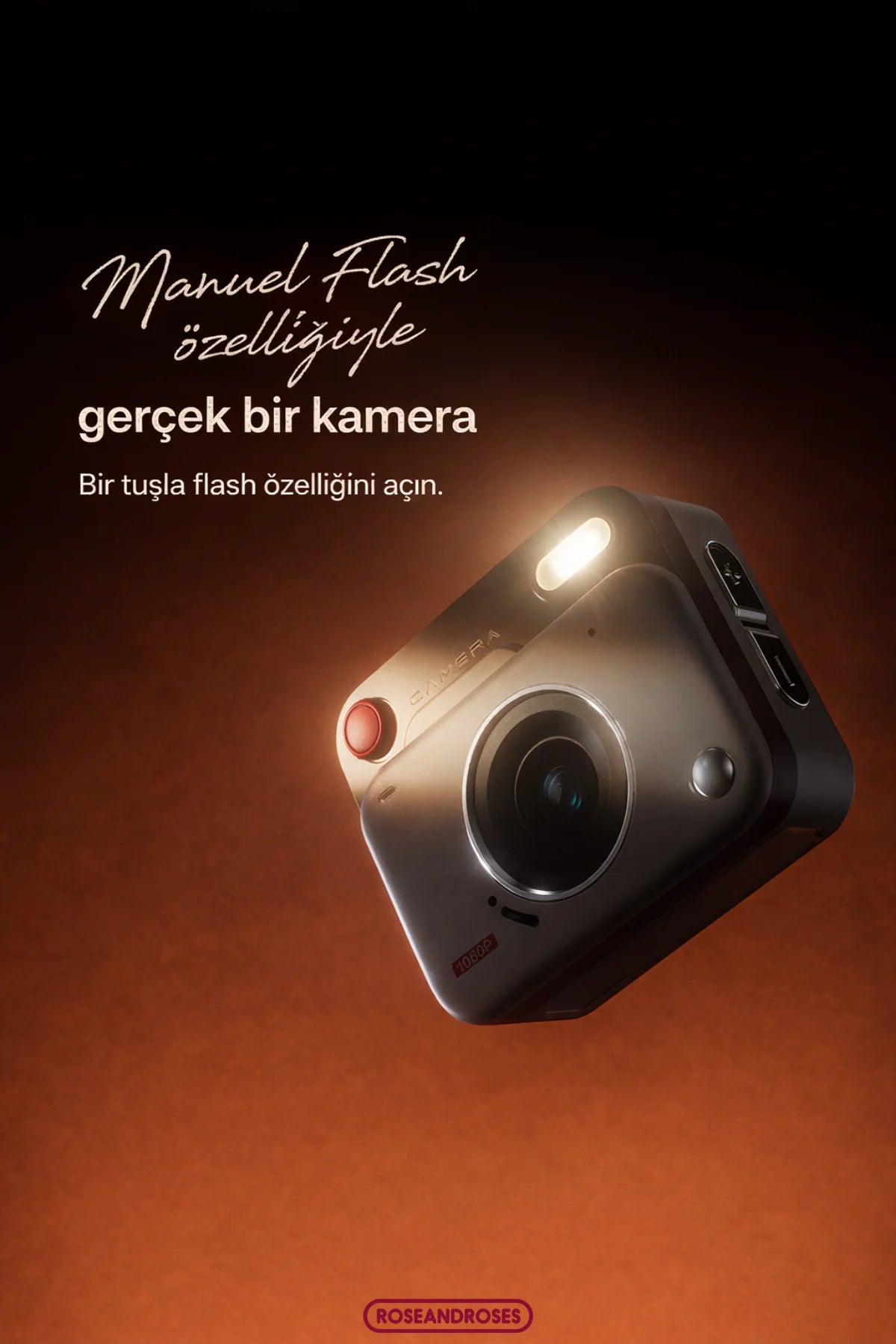 Retro Görünüm Kare Minimal Foto Video Kamera (Yeşil)