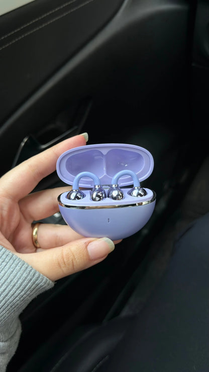 Fiyonk Charm Hediyeli Modern Klips Tasarımlı Kablosuz Kulaklık (Mor)