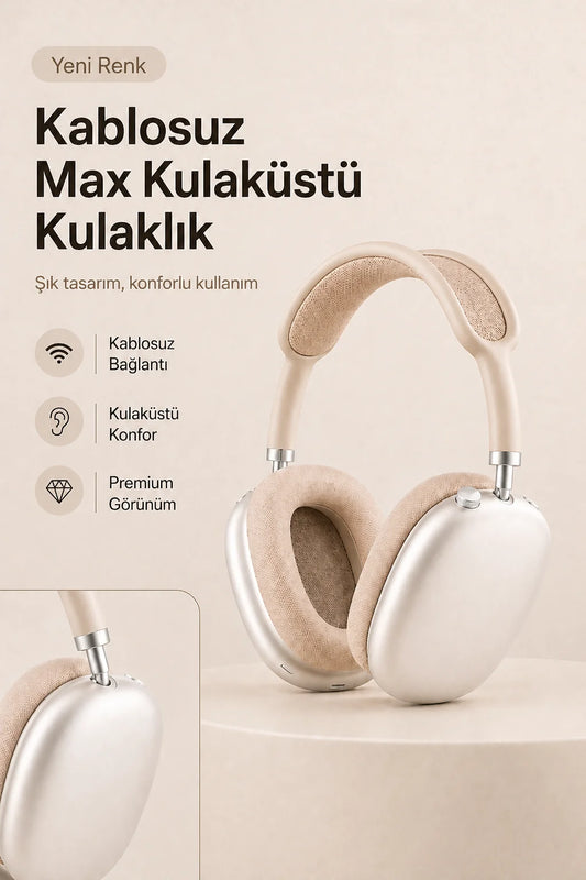Kablosuz Max Kulaküstü Kulaklık (Bej)