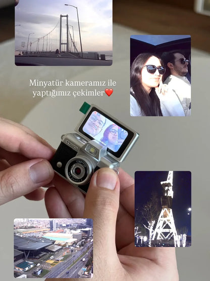 Mini Kamera Dönen Ekran Flaşlı Selfie Video Vlog Kamerası Anahtarlık 1080P+48MP (BebeMavisi)