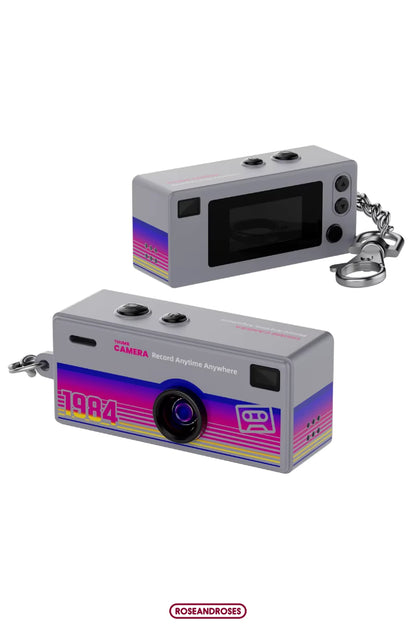 Retro Tasarım Mini Charm Video Foto Kamera (Gri)