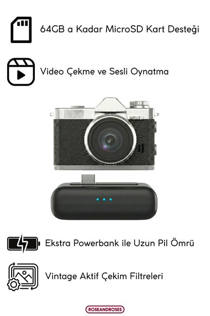 Powerbank Modüllü ve Filtreli Mini Foto Video Kamera (Haki)