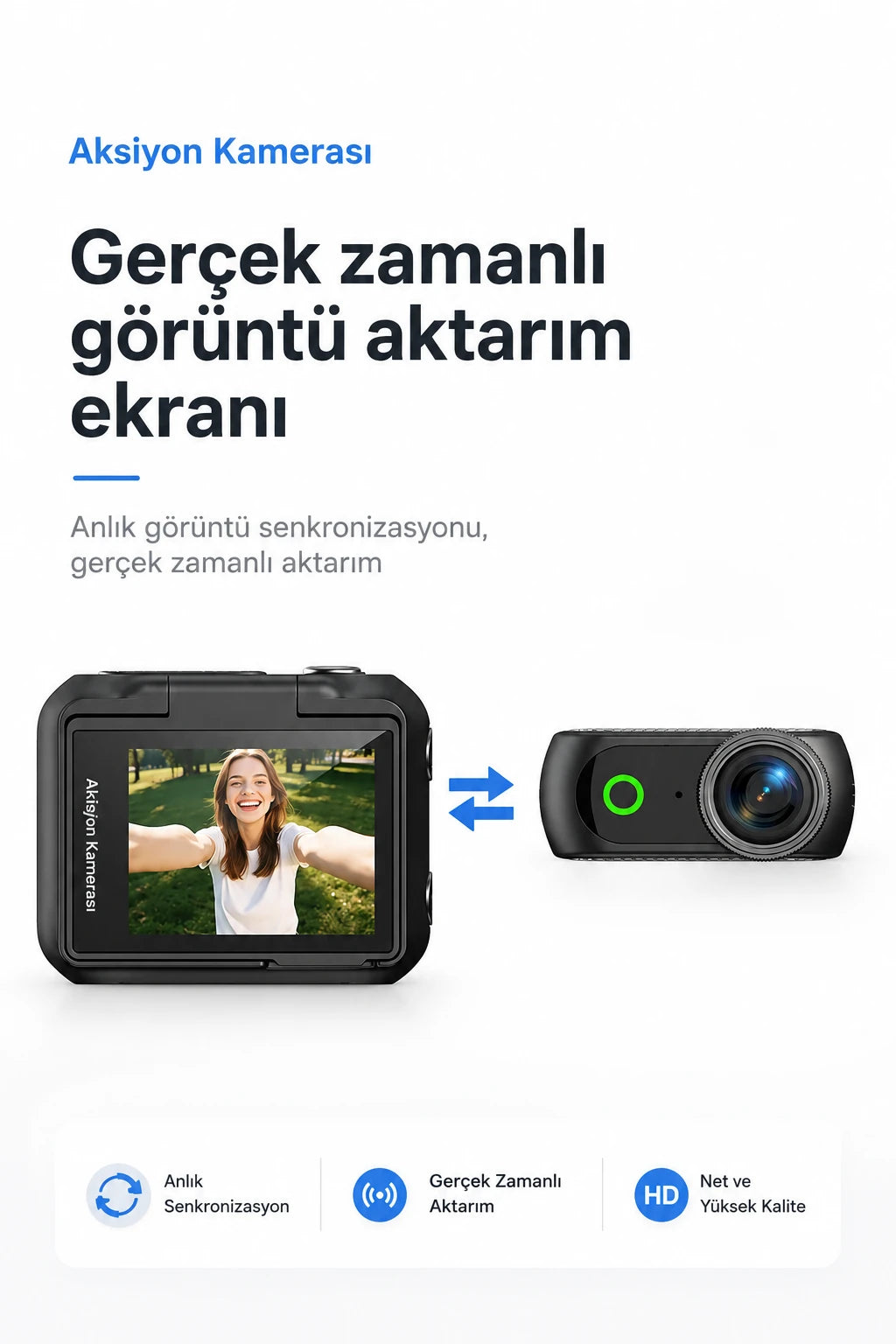 Geniş Açılı Mıknatıslı Kablosuz Modüllü Vlog Aksiyon Kamerası 4K+48MP (Turuncu)
